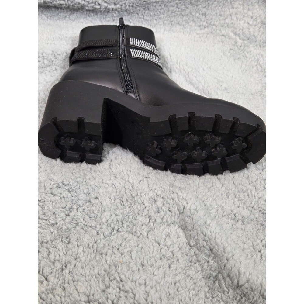 Steve Madden Chunky Studded Bling Boots 6.5M Black Leather Goth Grunge Combat‎ - Picture 6 of 7